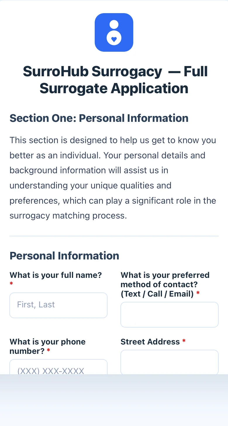 Surrogate Pre-Screen Application